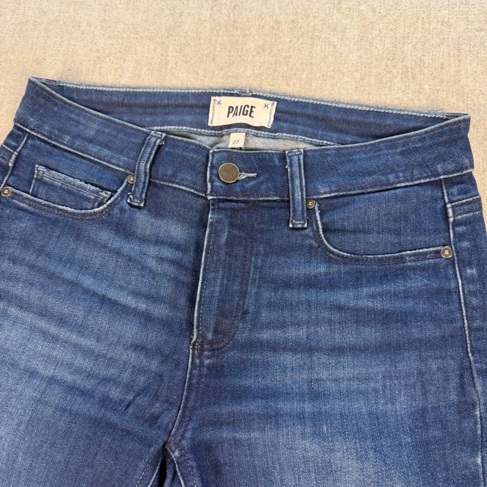 PAIGE Verdugo Ankle Jeans Women 27 Blue Raw Hem Skinny Stretch Denim